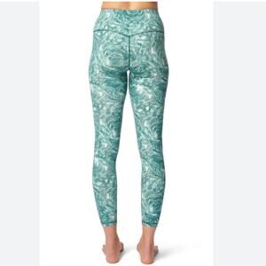 NWOT $98 Sweaty Betty 7/8 Goddess Leggings Pale Aqua Green Water Print XS or 4